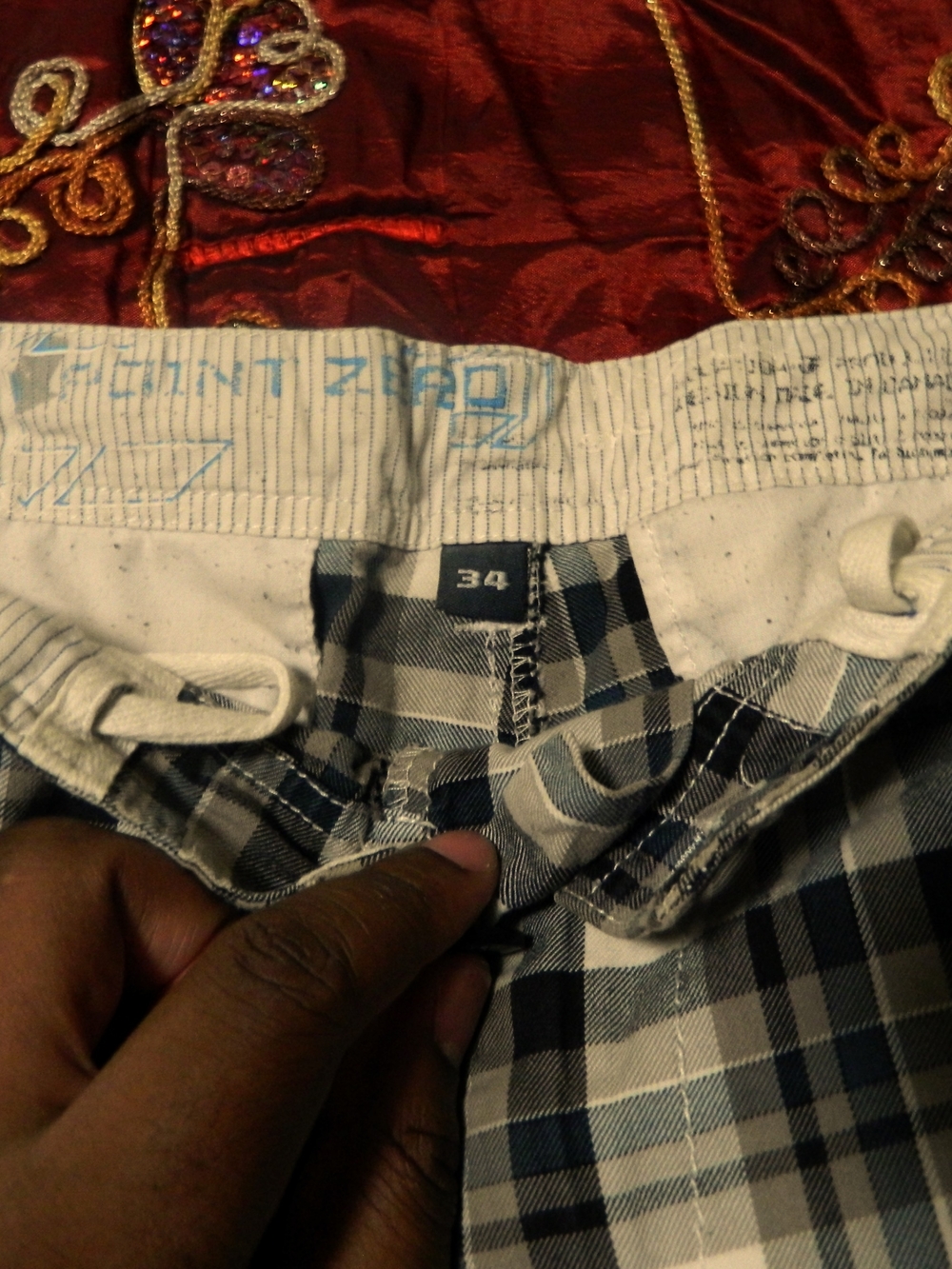 Point Zero Men's Blue and White Plaid Cargo Shorts